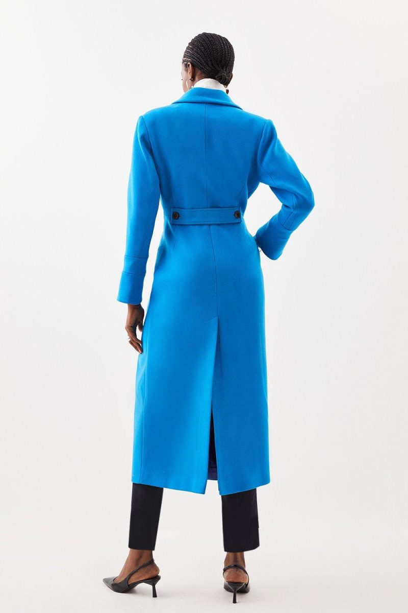 PTO2411029 Wool Blend Fitted Button Detail Midi Coat - Image 4