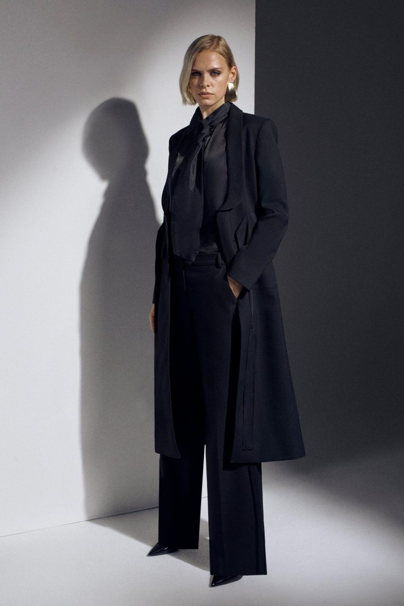 PTO2411040 The Founder Premium Twill Tie Waist Detail Maxi Coat - Image 2