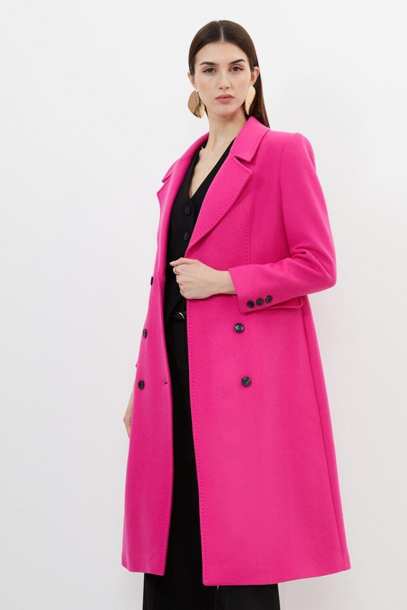 PTO2411025 Petite Wool Double Breasted Longline Coat - Image 3