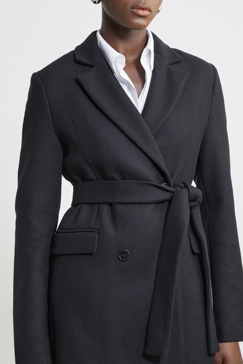 PTO2411028 Petite Wool Blend Tailored Belted Midi Coat - Image 3