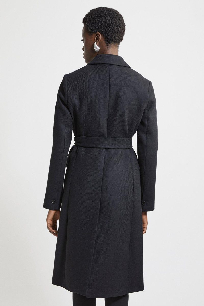 PTO2411028 Petite Wool Blend Tailored Belted Midi Coat - Image 4